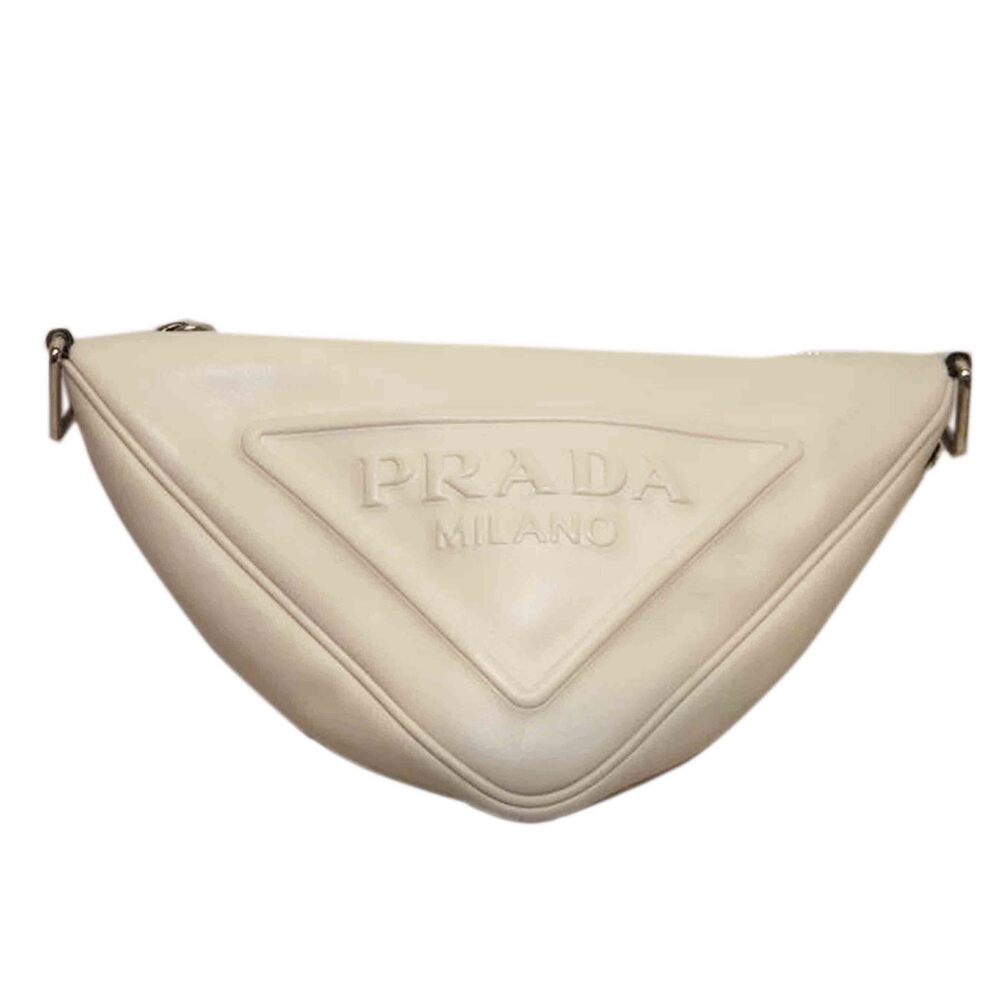 PRADA Triangle Leather Shoulder Bag Crocodile LogoAB
